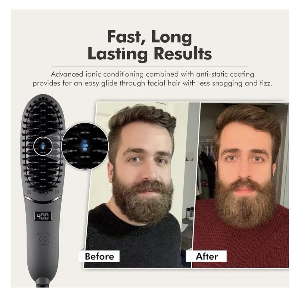 Aberlite EDC Premium‎ Beard Straightener & Hair Brush Men Professional Straight